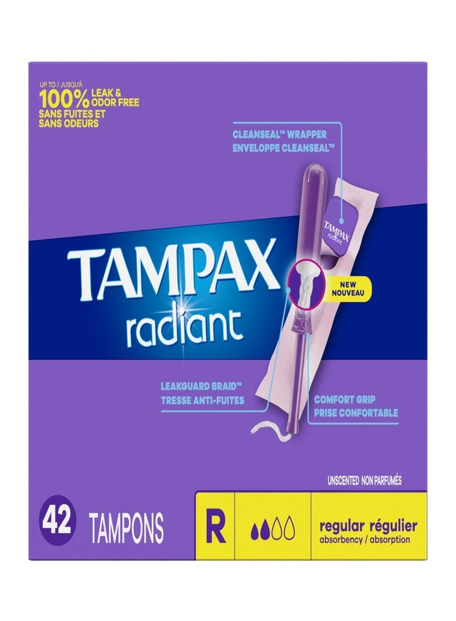 Tampax Radiant Tampons 42 R 2.7X 3/4/ 42ct, Pink and Blue - Image 1